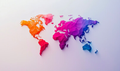Poster - a colorful world map is displayed on a white background. the map is made up of different colored lin