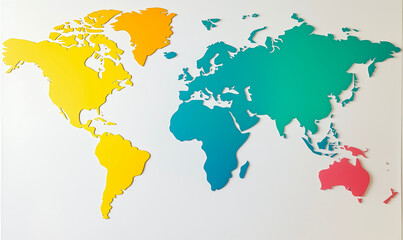 Aufkleber - A colorful world map with the continents of North America, Europe, Africa, Asia, Australia, and South America