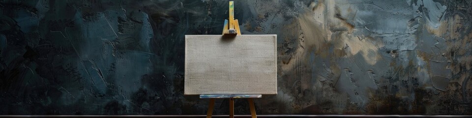 Wall Mural - Empty canvas displayed on a wooden easel