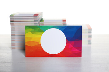 Canvas Print - Many business cards on table against white background