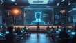 © DarkinStudio - Futuristic Classroom with Interactive AI Teaching: A classroom where an AI teacher interacts with students.