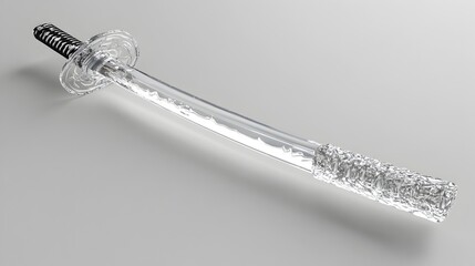 Poster - Transparent Glass Katana with Finely Detailed Blade and Handle Refracting Light