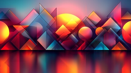 Wall Mural - Futuristic geometric background with bright, colorful gradients and smooth, polished surfaces, creating a sophisticated, contemporary visual with clean, dynamic elements. high resolution