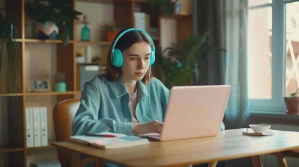 Wall Mural - The woman at work desk