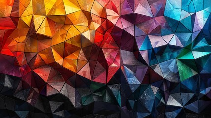 Wall Mural - Sophisticated abstract design with a colorful angular mosaic and smooth gradients creating a modern look with vibrant vivid hues and clean geometric lines. high resolution Illustration in the style