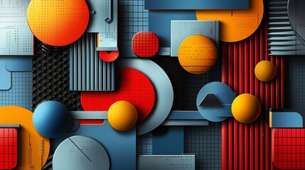 Poster - Dynamic futuristic design with vivid colors and a geometric pattern blending a clean polished finish with modern sophisticated shapes for striking visuals. high resolution Illustration in the style