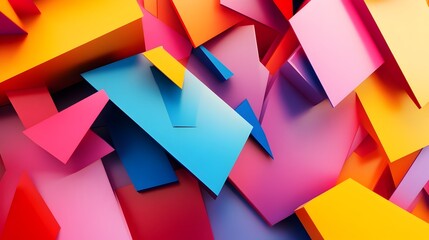 Aufkleber - Vibrant 3D Geometric Abstract Rendering with Dynamic Colorful Shapes