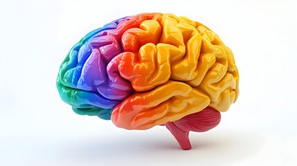 Poster - Vibrant 3D Model of the Human Brain Highlighting Anatomical Regions