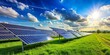 © BrilliantPixels - Solar Panel Farm Under Blue Sky with Sunbeams, solar , energy , renewable , power