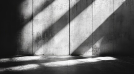 Poster - this captivating minimalist background showcases a textured concrete wall and rugged floor, illumina