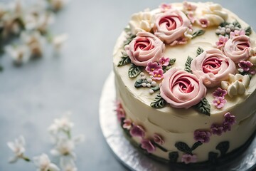 Wall Mural - cake with roses