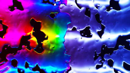 Poster - Abstract colorful rainbow wave. Metallic holographic background. Close up, illustration of abstract wavy background. Abstract background, gradient background. 3D rendering.