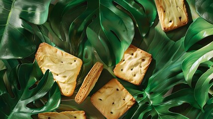 Canvas Print - Biscotti Lays In A Monstera Leaf