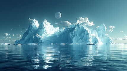 Canvas Print - Visualize the effects of global warming on polar ice caps with a graphic showing melting ice and rising sea levels, highlighting the urgent need for emission reduction and climate action. high