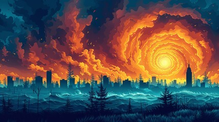 Canvas Print - Depict the impact of global warming on natural disasters with a graphic of increased frequency and severity of hurricanes, droughts, and floods due to rising greenhouse gases. high resolution