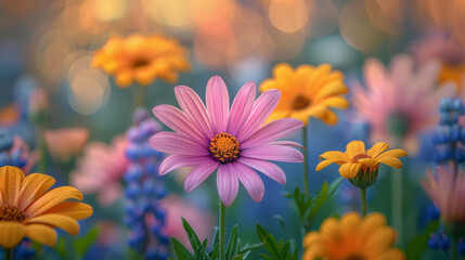 Canvas Print - Wild daisies: close-up of summer meadow flowers