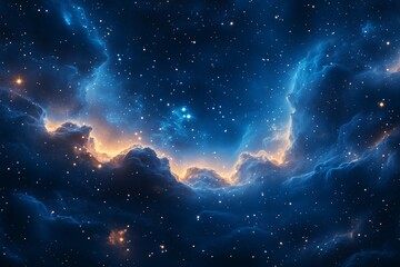 Wall Mural - starry nebula with swirling clouds and bright stars in a cosmic background
