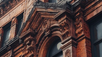Aufkleber - Intricate Stonework and Brickwork Detail on a Building Corner