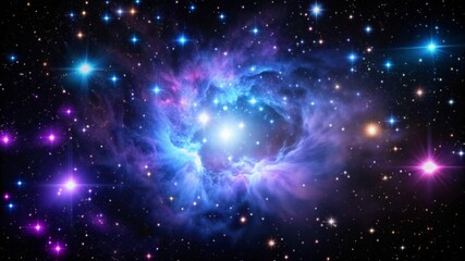 Wall Mural - a vibrant nebula in space, with swirling clouds of gas and dust, illuminated by a bright star at its