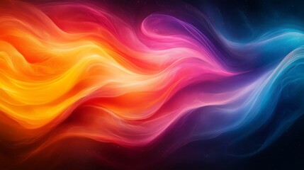 Poster - colorful abstract waves of light flow seamlessly across a dark background