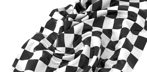 The checkered flag waves in the wind signifying the end of a race