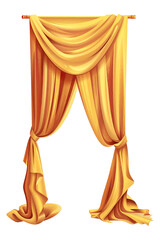 Wall Mural - PNG opened gold curtain element, transparent background