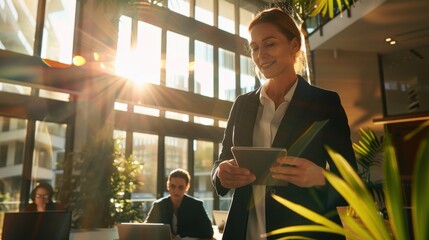 Wall Mural - The professional in sunlit office