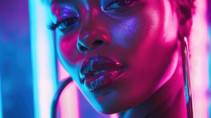 Poster - The Vibrant Neon Portrait