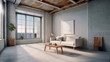 © Abdul - A spacious loft with a large window, white walls, and a blank canvas for presenting designs