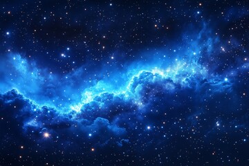 Wall Mural - vibrant cosmic clouds illuminated by starlight in a deep blue expanse of space