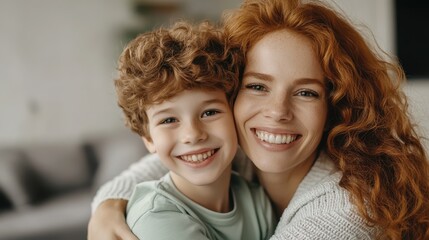 Canvas Print - A woman and young boy