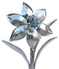 Sticker - PNG Shiny metallic flower illustration