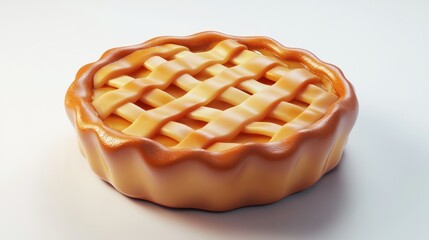 Wall Mural - Delicious Homemade Lattice Apple Pie Fresh from the Oven on White Background