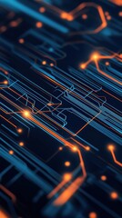 Poster - 2D animated background of a complex circuit board, with glowing lines tracing the connections, creating a visually striking tech-themed wallpaper