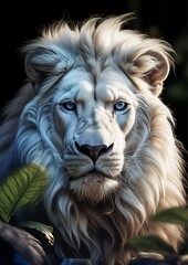 Wall Mural - White lion portrait 