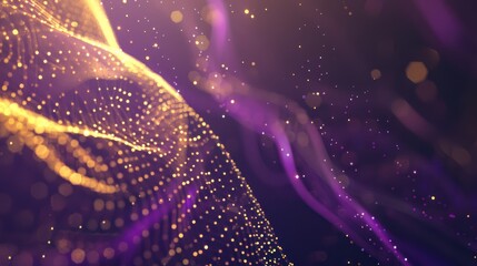 Wall Mural - Purple and Gold Abstract with Glowing Particles