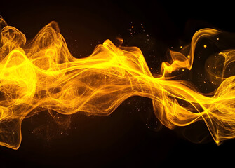 Wall Mural - fire design with yellow smoke abstracted on black