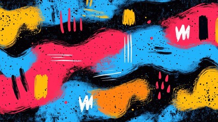 Poster - Colorful abstract patterns with vibrant brush strokes and textures on a dark background