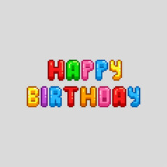 Wall Mural - Happy birthday, english pixel art