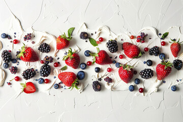 Red and Blue Berries on White Background