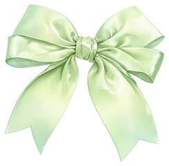 Sticker - PNG Elegant green satin bow illustration