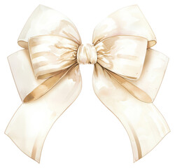 Sticker - PNG Elegant beige ribbon bow illustration