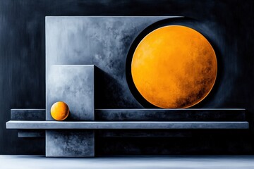 Wall Mural - Abstract Art with Geometric Shapes and Spheres