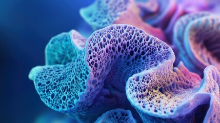 Poster - Close-up of a Porous, Blue and Purple Organic Structure