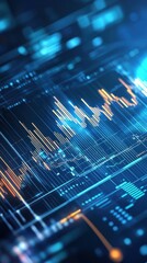 Poster - Animated 3D background featuring layers of transparent financial graphs and data visualizations, moving harmoniously to create a visually engaging and informative backdrop