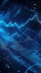 Poster - Animated 3D background featuring layers of transparent financial graphs and data visualizations, moving harmoniously to create a visually engaging and informative backdrop