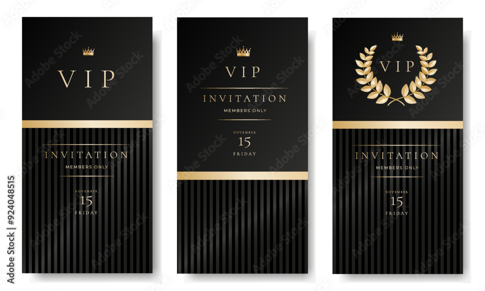 VIP invitation card, banner or flyer with golden elements on black ...