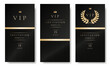 © Svitla - VIP invitation card, banner or flyer with golden elements on black background. Luxury premium design set for event invite, celebration party, formal reception.