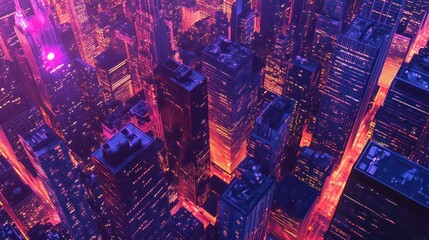 Wall Mural - Neon Cityscape at Night