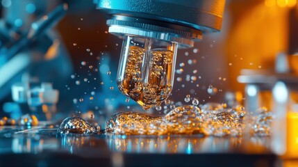 Poster - Liquid Droplets Falling from a Pipette onto a Reflective Surface
